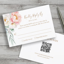 RSVP (Código QR) de Casamento Eucalyptus Peonies E