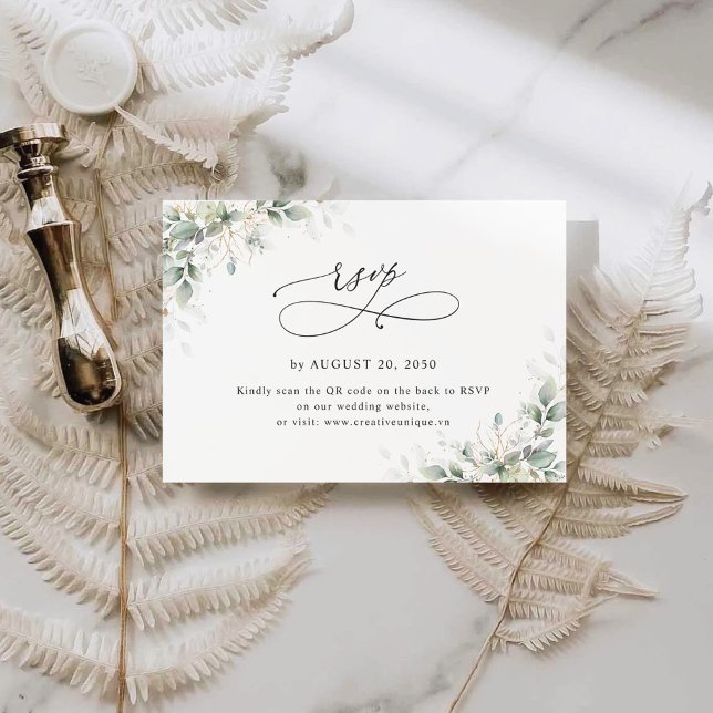 RSVP Código QR do Site de Casamento Eucalyptus Cartão d (Criador carregado)
