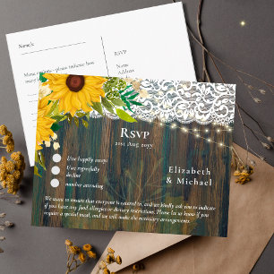 RSVP com Lace de Girassóis Russos Modelo de Menu
