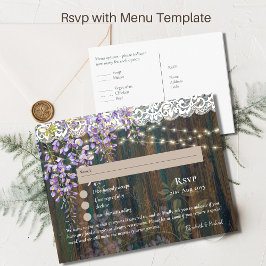 RSVP com Lace de Wisteria Rustic Modelo de Menu