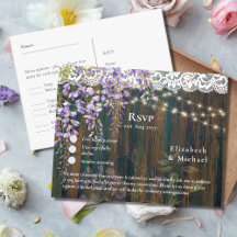 RSVP com Lace de Wisteria Rustic Modelo de Menu