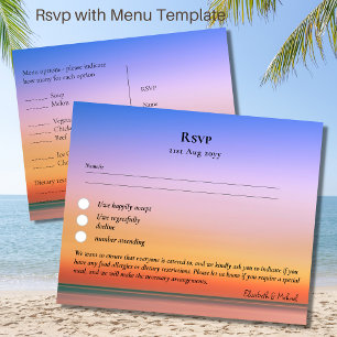 RSVP com Menu Modelo Beach Tropical Sunset