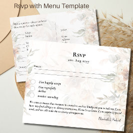 RSVP com Modelo de Menu Boho Pampas Grass