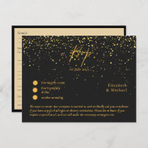 RSVP com Modelo de menu | Dourado negro