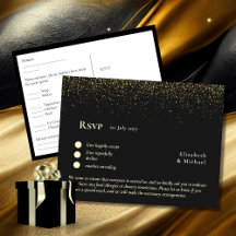 RSVP com Modelo de menu | Dourado negro