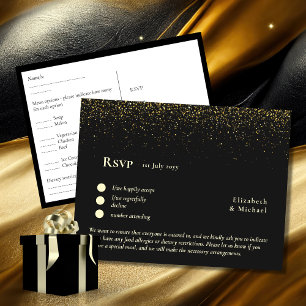 RSVP com Modelo de menu   Dourado negro