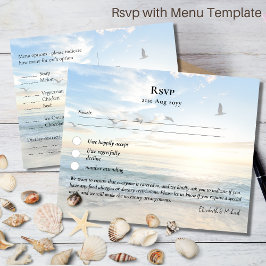 RSVP com Modelo de Menu Praia Destino Costeira