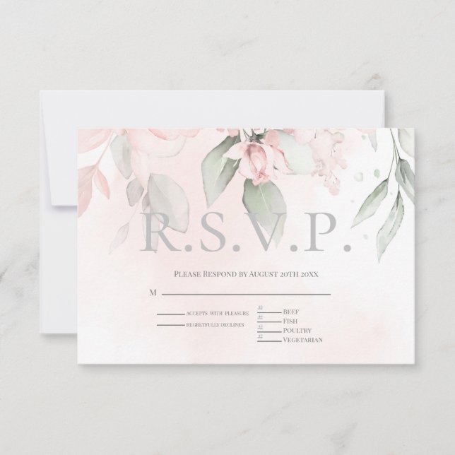 RSVP com Rosas de Algodão Cor-de-Rosa-Esbranquiçad (Frente)