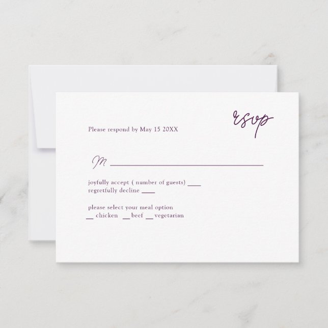 RSVP com script de MInimalmente roxo (Frente)