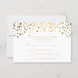 RSVP Confetes Dourados Elegantes Casamento Branco