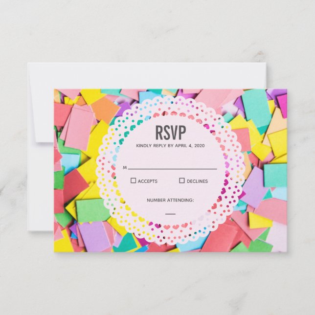 RSVP Confetes lisos da "festa" - que Wedding o cartão (Frente)