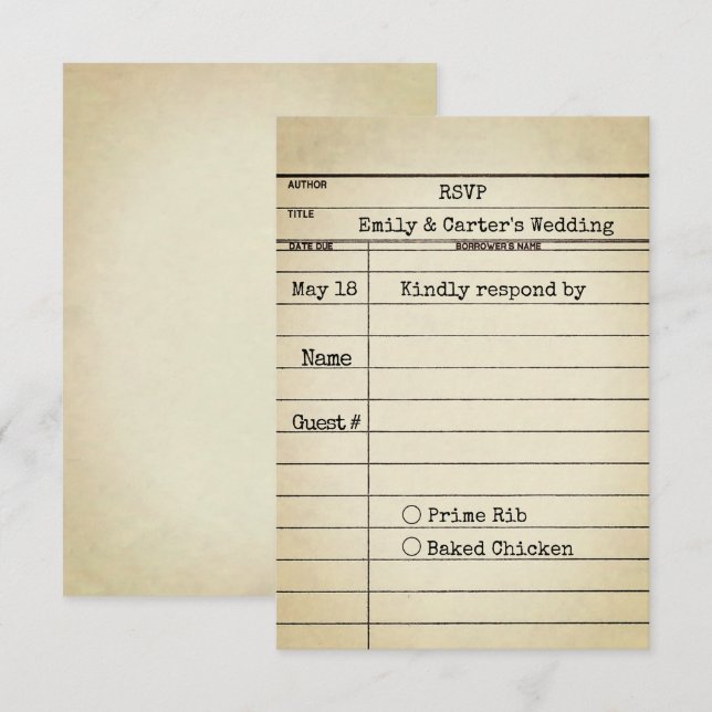 RSVP Confirmação de Presença de Casamento com Cartão An (Frente/Verso)