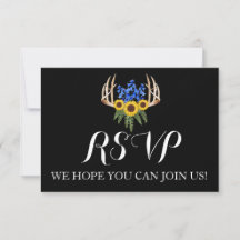 RSVP Convite de Casamento Chifres Floral Rústico