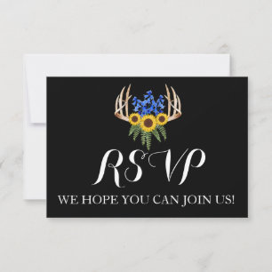 RSVP Convite de Casamento Chifres Floral Rústico