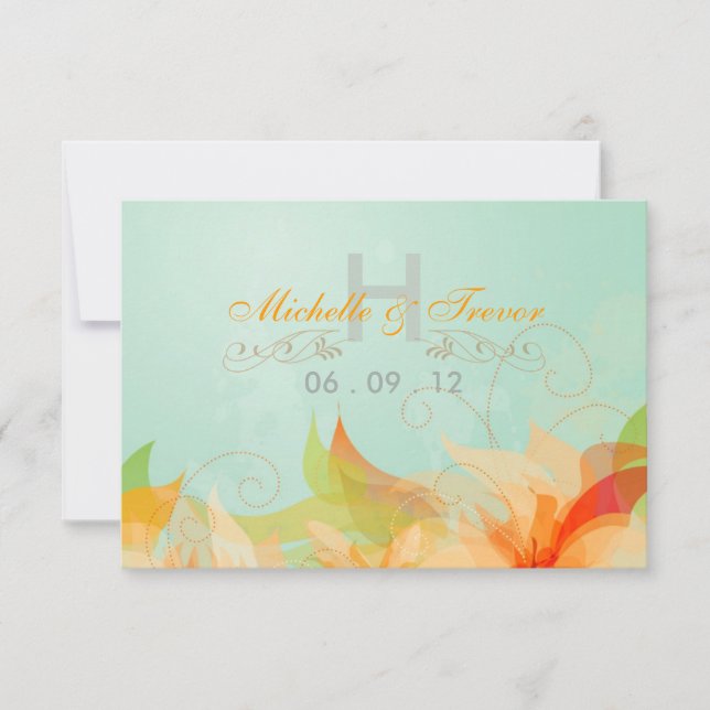 RSVP - Convites de Casamento Abstratos Aqua (Frente)