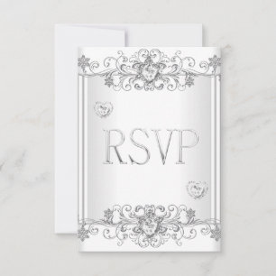 RSVP Corações de Diamante Branco Prata 2
