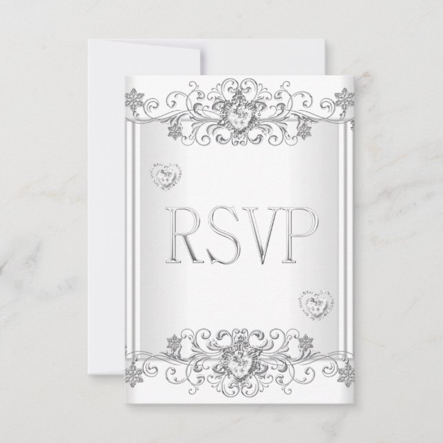 RSVP Corações de Diamante Branco Prata 2 (Frente)