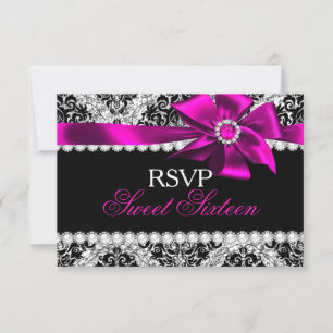 RSVP de 16 Glitter Damask & Pink Jewel Arco Sweet