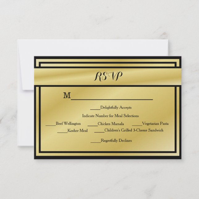RSVP de 50 Anos Preto e Dourado com RSVP com Refei (Frente)