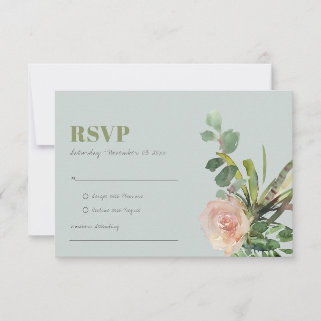 RSVP DE ACRÉSCIMO FLORAL COR-DE-ROSA CINZA EM Aqua (Frente)