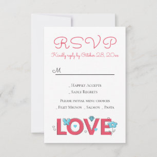 RSVP de Amor Cor-de-Rosa Festa de Casamento Coraçã