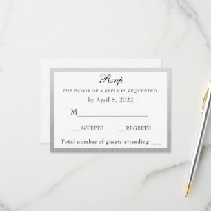 RSVP de Aniversário da Elegante Silver e White