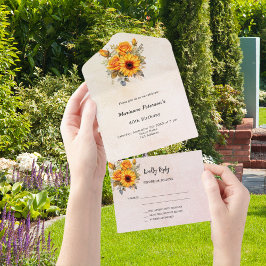 RSVP de aniversário de ouro de rosa de Sunflower