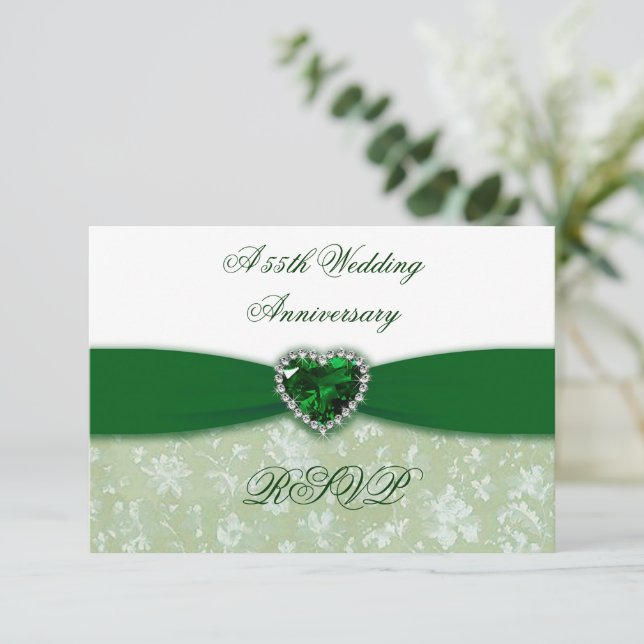RSVP de Aniversário do Casamento Damask 55th (Em pé/Frente)