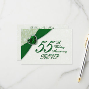 RSVP de Aniversário do Casamento Damask 55th