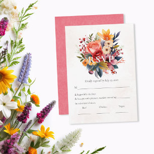 RSVP de Aquarela de Florais Vibrantes