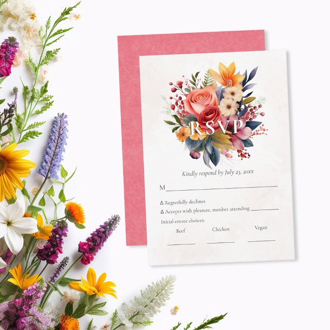 RSVP de Aquarela de Florais Vibrantes (Criador carregado)