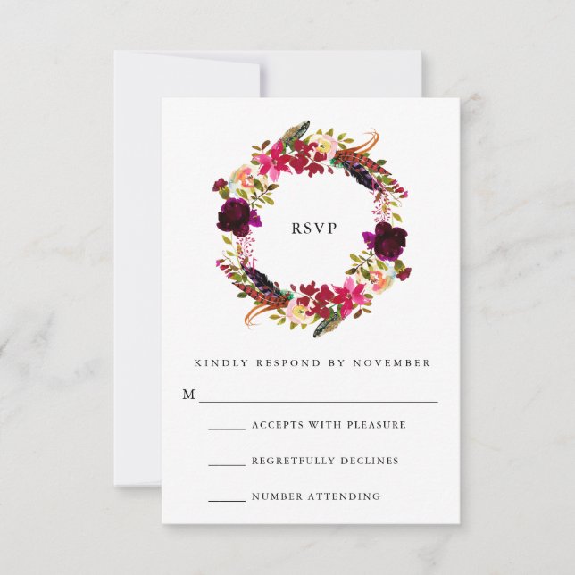 RSVP de Aquarela Floral Burgundy (Frente)