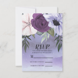 RSVP de Aquarela Floral de Lavanda Roxo Moderna