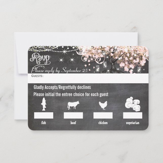 RSVP de Árvore Folha de Coração Pink Escolha do Me (Frente)