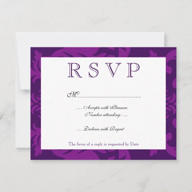 RSVP de berplante simples do Damask (Frente)