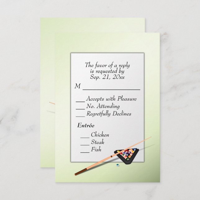 RSVP de Bilhares com opção de entrada (Frente/Verso)