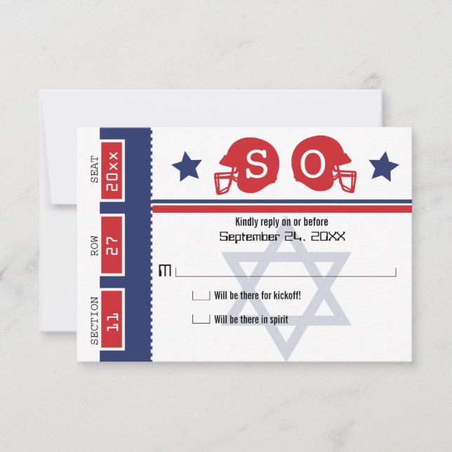 RSVP de Bilhetes de Futebol do bar Mitzvah (Frente)