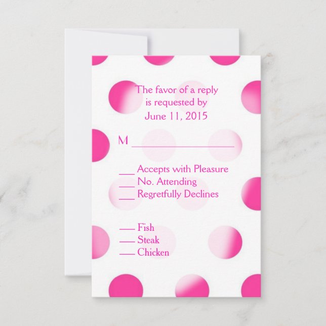 RSVP de Bolinhas rosa com opção de entrada (Frente)
