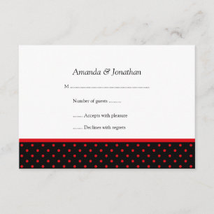 RSVP de Bolinhas Vermelho e Preto 3,5x5