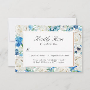 RSVP de Borda Floral Botânica Verde Azul Branco