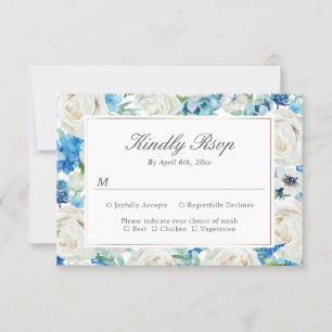 RSVP de Borda Floral Botânica Verde Azul Branco