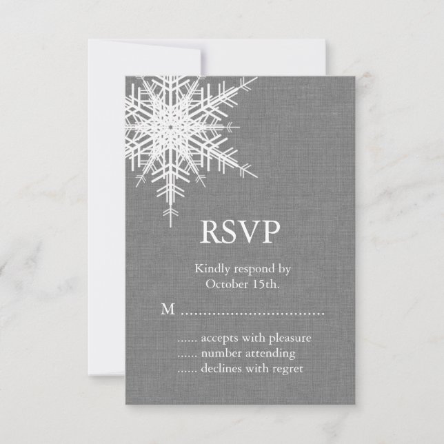 RSVP de Burlap da Cinza de inverno (Frente)