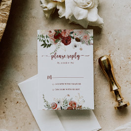 RSVP de Caligrafia Floral Colorida Dourada