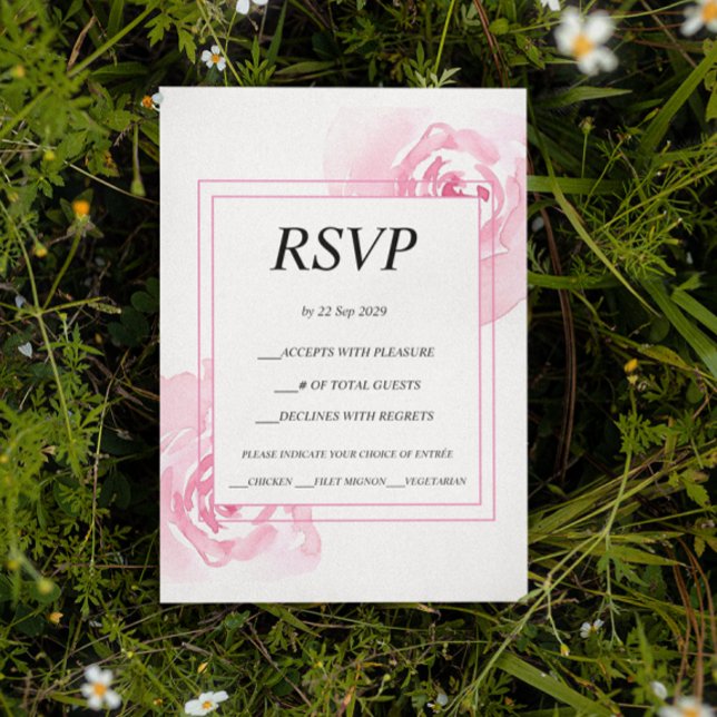 RSVP de Cartão de Resposta de Casamento de Rosas R (Criador carregado)