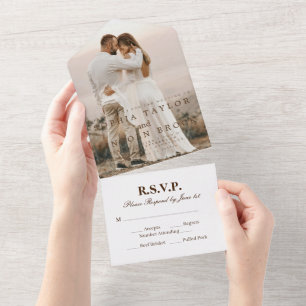 RSVP de Casamento All-in-One com Caligrafia Românt