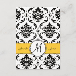 RSVP de Casamento Amarelo Damasco Branco Negro
