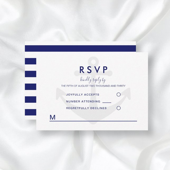 RSVP de casamento âncora náutica moderna (Criador carregado)