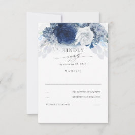 RSVP de Casamento Azul de Silver Dusty e Marinho