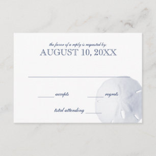 RSVP de Casamento Azul do Marinho Dólar de Areia