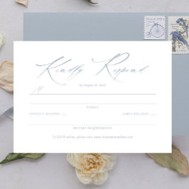 RSVP de Casamento Azul Dusty do Script Dacil Elega
